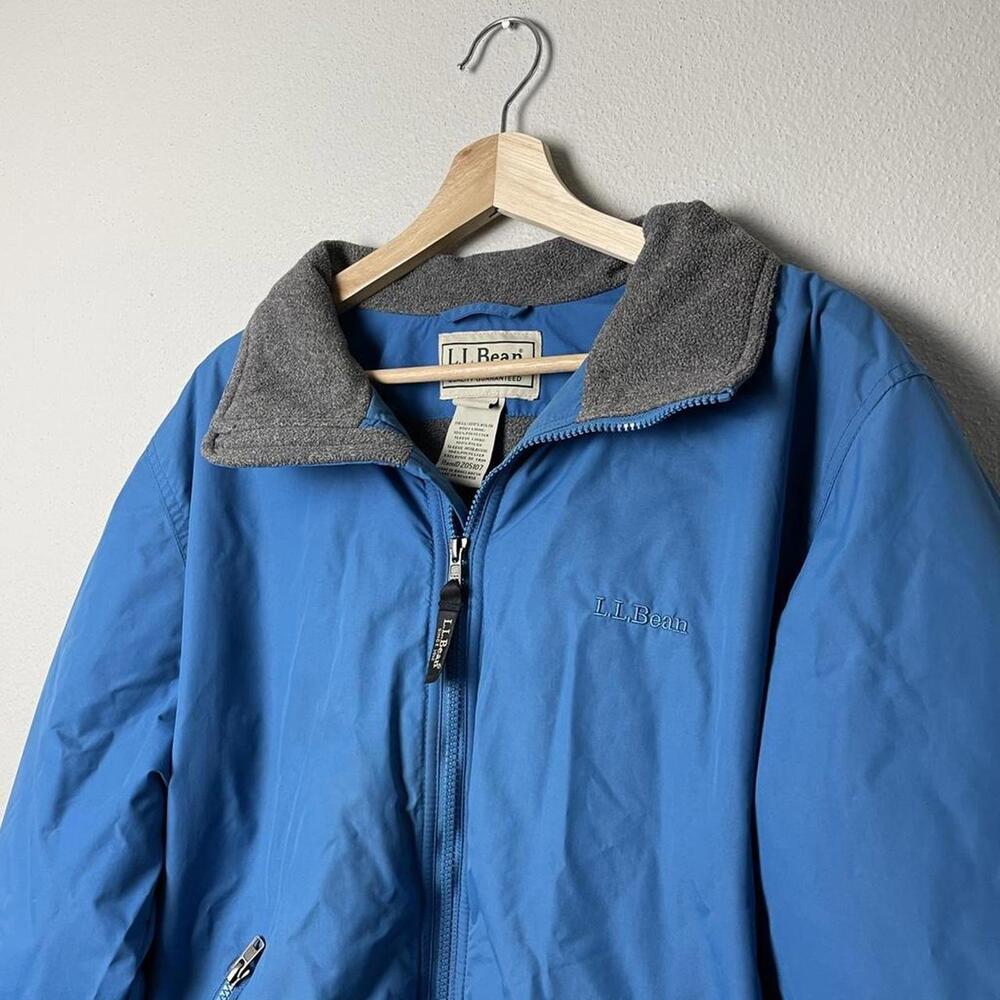 vintage l.l. bean blue fleece lined bomber jacket